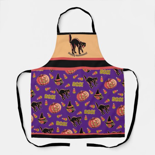 Fraidy Cat Retro Halloween Schort (Voorkant)