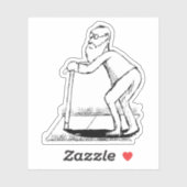 Frail Oud Man op Sidewalk Sketch Sticker (Vel)