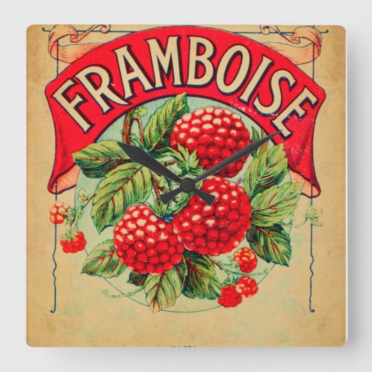 Framboe, fruit, strawberry, raspberry, s vierkante klok (Voorkant)