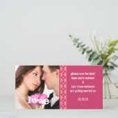 Framboos Argyle Save The Date Trouwfoto (Staand voorkant)