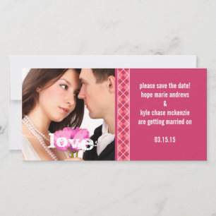 Framboos Argyle Save The Date Trouwfoto