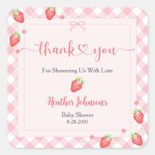 Framboos Bes Bes Zacht Baby Meisje Baby Shower Vierkante Sticker