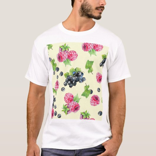 Framboos, bes waterverf t-shirt (Voorkant)