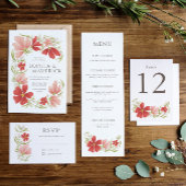 Framboos & Blush Bold Bloemen Bruiloft Uitnodiging