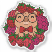 Framboos Capybara Geleerde - Mooie Fruit Esthetiek Sticker (Voorkant)