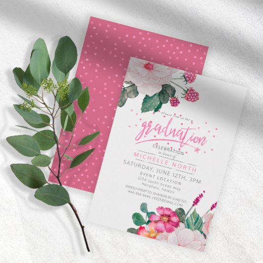 Framboos Confetti Bloemengraduatiedaad ID509 Kaart