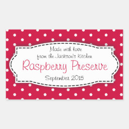 Framboos conserveren of jam potje voedsellabel sti rechthoekige sticker