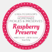 Framboos conserveren rode ronde jam potje voedsell ronde sticker (Voorkant)