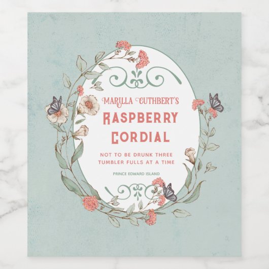 Framboos Cordial Wijn Etiket (Enkel label)