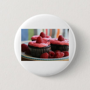 Framboos Cupcakes Ronde Button 5,7 Cm