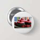 Framboos Cupcakes Ronde Button 5,7 Cm (Voorkant /achterkant)