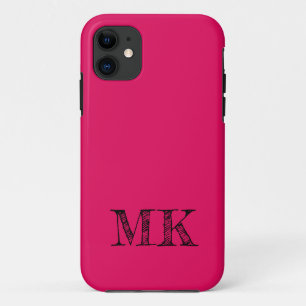 Framboos effen kleur   Modern minimaal Initiaal Case-Mate iPhone Case