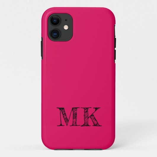 Framboos effen kleur | Modern minimaal Initiaal Case-Mate iPhone Case (Achterkant)