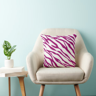 Framboos en Off-White Zebra Design Kussen