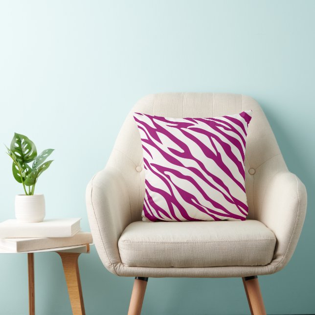 Framboos en Off-White Zebra Design Kussen (Stoel)