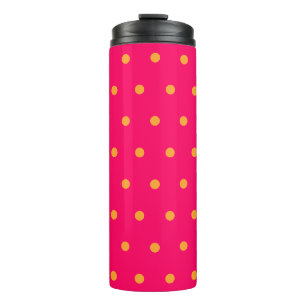 Framboos en oranje polkadots thermosbeker