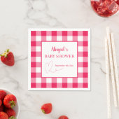Framboos Gingham Baby Shower Servet (Insitu)