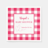 Framboos Gingham Baby Shower Servet (Voorkant)
