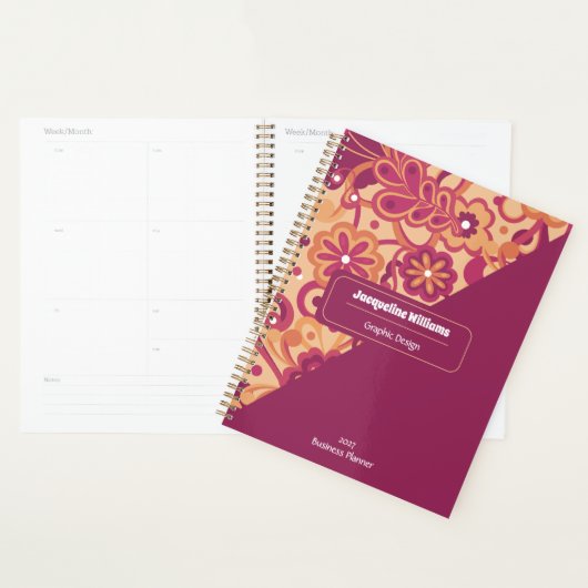Framboos Groovy Psychedelische 60s 70s Bloem Planner (Display)