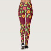 Framboos met bloem leggings (Achterkant)