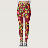 Framboos met bloem leggings (Voorkant)