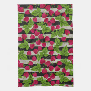 Framboos Modern Zwart & Witte Strepen Theedoek