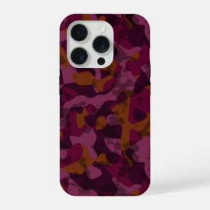Framboos, moerbei, marron en nootmuskaat camouflag iPhone 15 pro case