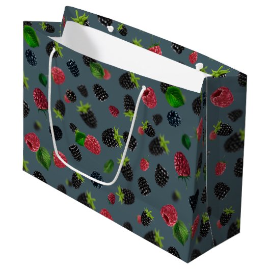 Framboos patroon 2 groot cadeauzakje (Voorkant Gekanteld)
