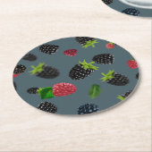 Framboos patroon 2 ronde kartonnen onderzetter (Gebogen)