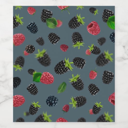 Framboos patroon 2 wijn etiket (Enkel label)