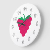 Framboos Roze Bes Fruit met Nummers Grote Klok (Hoek)