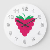 Framboos Roze Bes Fruit met Nummers Grote Klok (Voorkant)