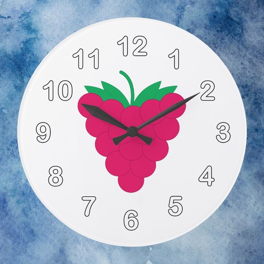 Framboos Roze Bes Fruit met Nummers Grote Klok