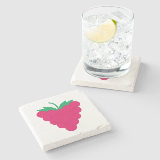 Framboos Roze Bes Fruit Stenen Onderzetter (Zijkant)