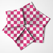 Framboos Roze en Wit Geruit Patroon Stof