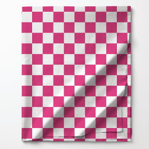 Framboos Roze en Wit Geruit Patroon Stof