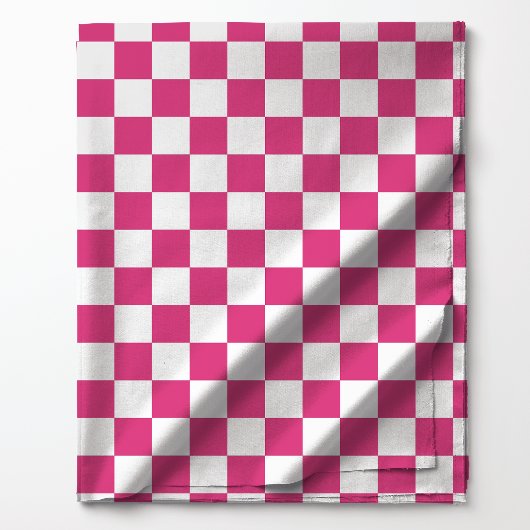 Framboos Roze en Wit Geruit Patroon Stof