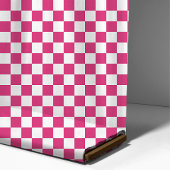 Framboos Roze en Wit Geruit Patroon Stof