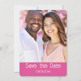 Framboos Roze en Witte Foto Save the Date Kaart