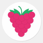 Framboos Roze Fruit Bes Ronde Sticker (Voorkant)