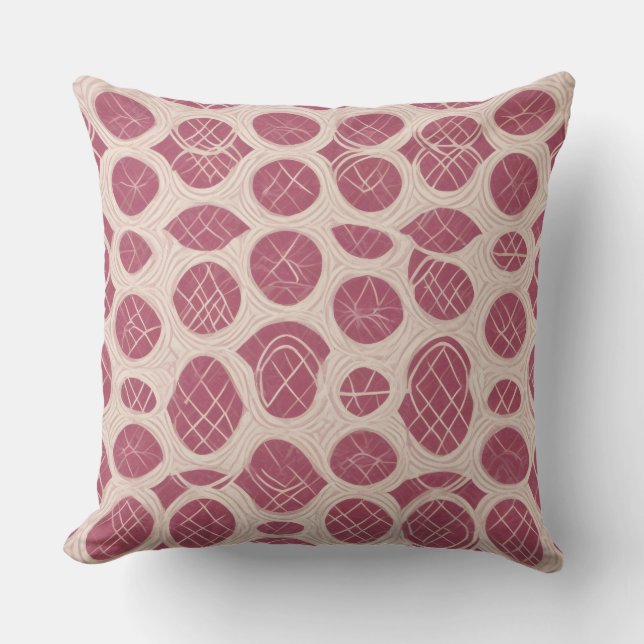 Framboos Roze Geometrische Cirkel Kussen (Voorkant)