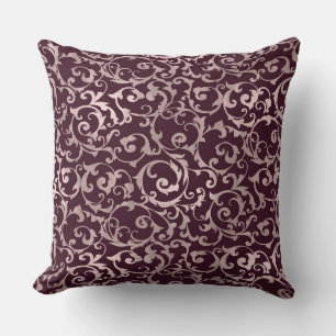Framboos & Roze Goud Elegante Prinsessen Swirl Kussen