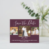 Framboos & Roze Gouden Huwelijksfoto Save the Date (Staand voorkant)