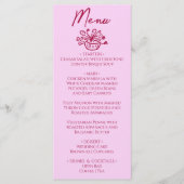 Framboos Roze Handgetekend Bloemachtig Trouwmenu  Menu (Voorkant)