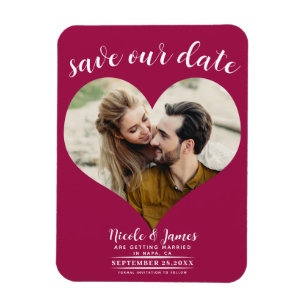 Framboos Roze Hart Foto Trouw Save the Date Magneet