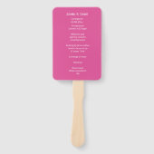 Framboos Roze Huwelijksceremonieprogramma Handwaaier (Voorkant)