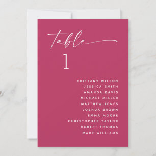 Framboos Roze Minimalistische Trouw Stoelenkaart Kaart