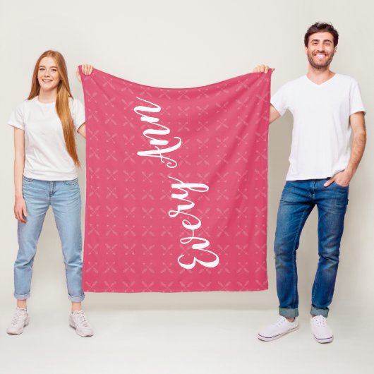 Framboos Roze of Elke Aangepaste Kleur Meisjesnaam Fleece Deken (In situ)