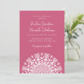 Framboos Roze Roze Abstract Mandala Bruiloft Kaart (Staand voorkant)