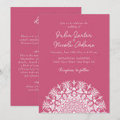 Framboos Roze Roze Abstract Mandala Bruiloft Kaart (Voorkant / Achterkant)